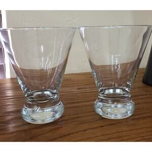 Martini Cosmopolitan Glasses. Two Stemless; Weighted Bottom; Clear; 4.5" Tall